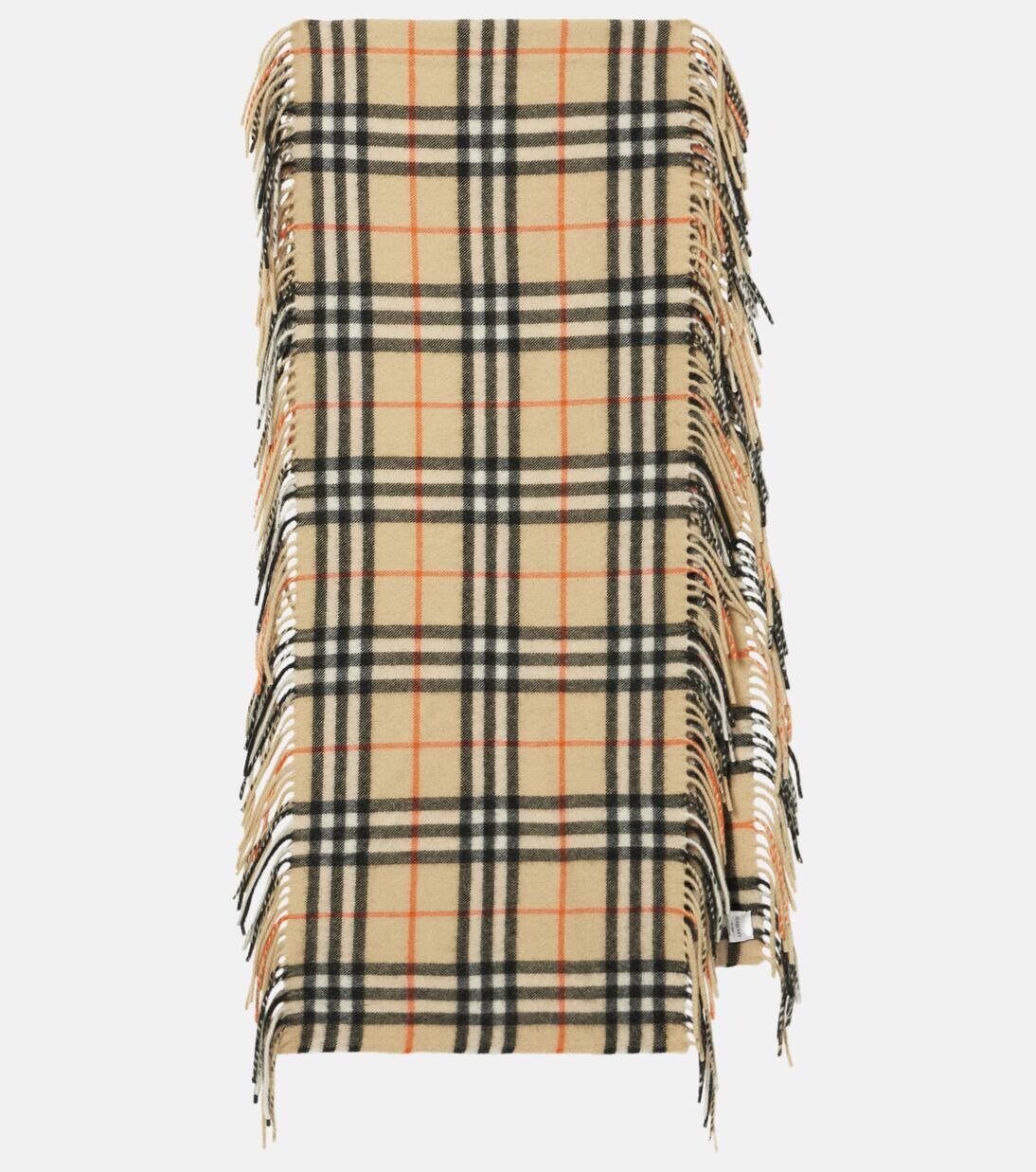 

Кашемировый шарф с бахромой Burberry, песочный