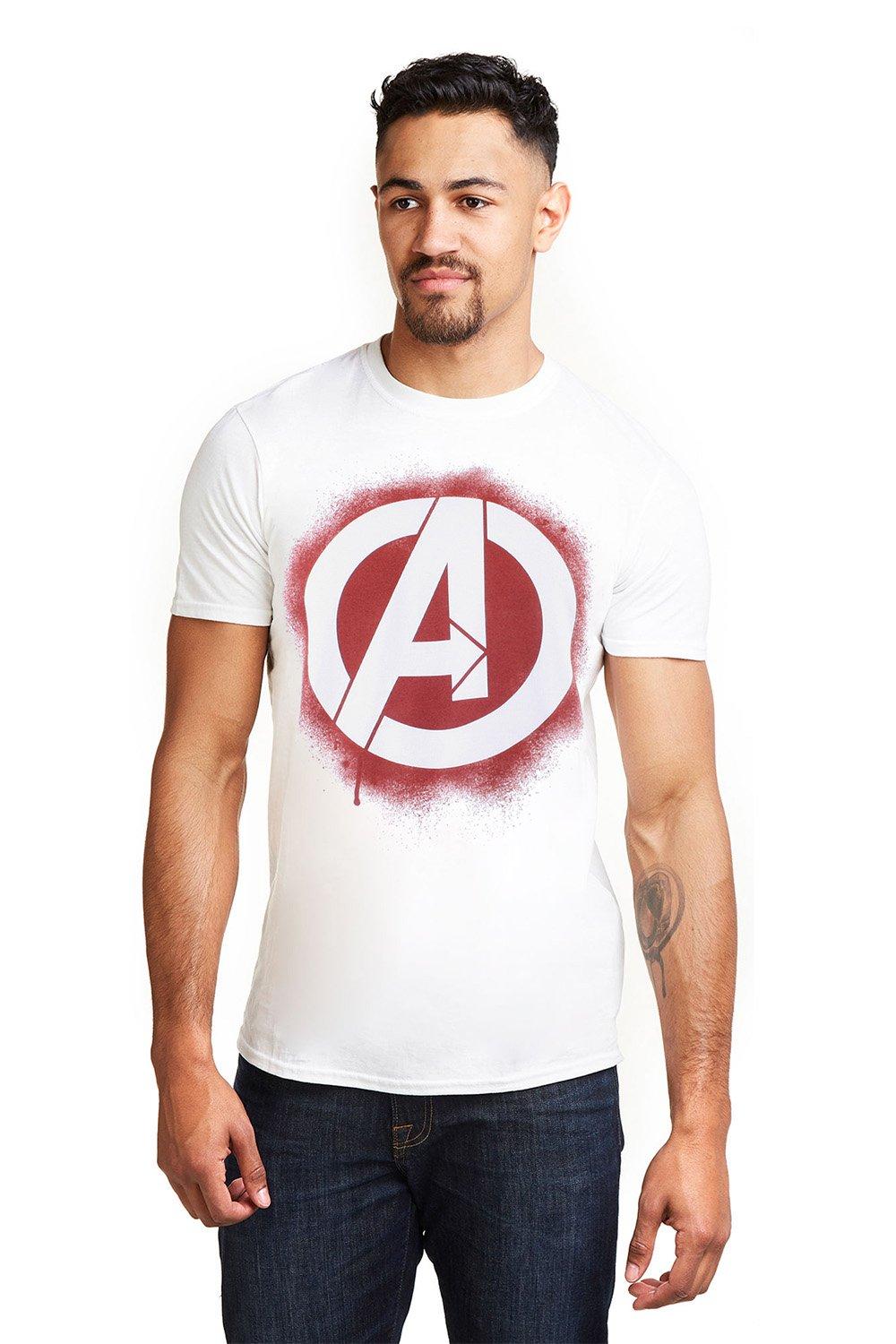 хлопковая футболка с логотипом box marvel белый Хлопковая футболка с трафаретным логотипом Marvel, белый