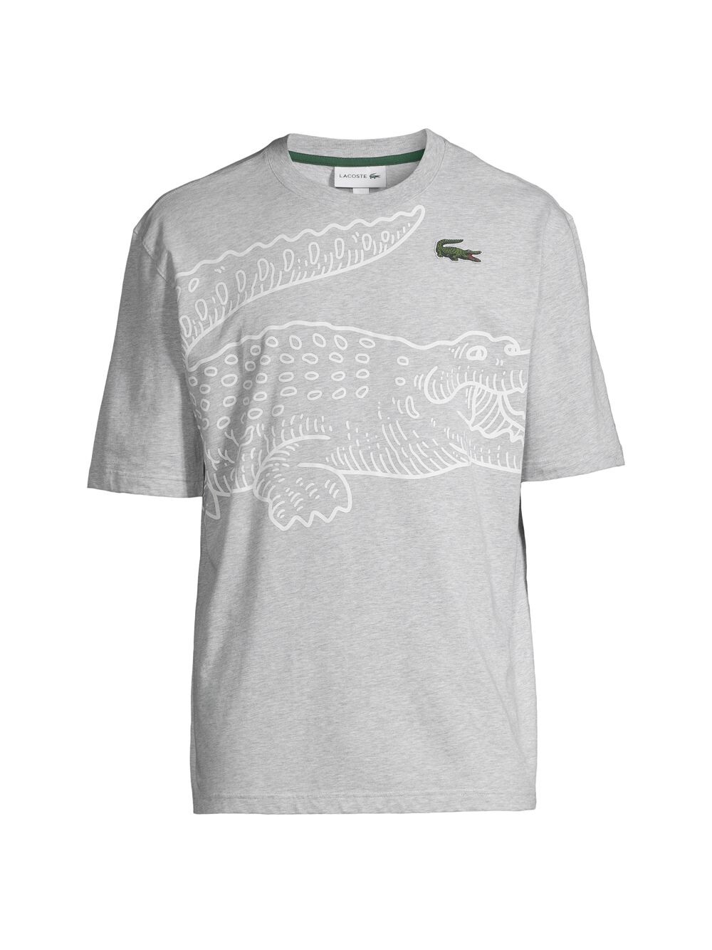 

Хлопковая футболка свободного кроя с логотипом Lacoste, серебряный, Серый