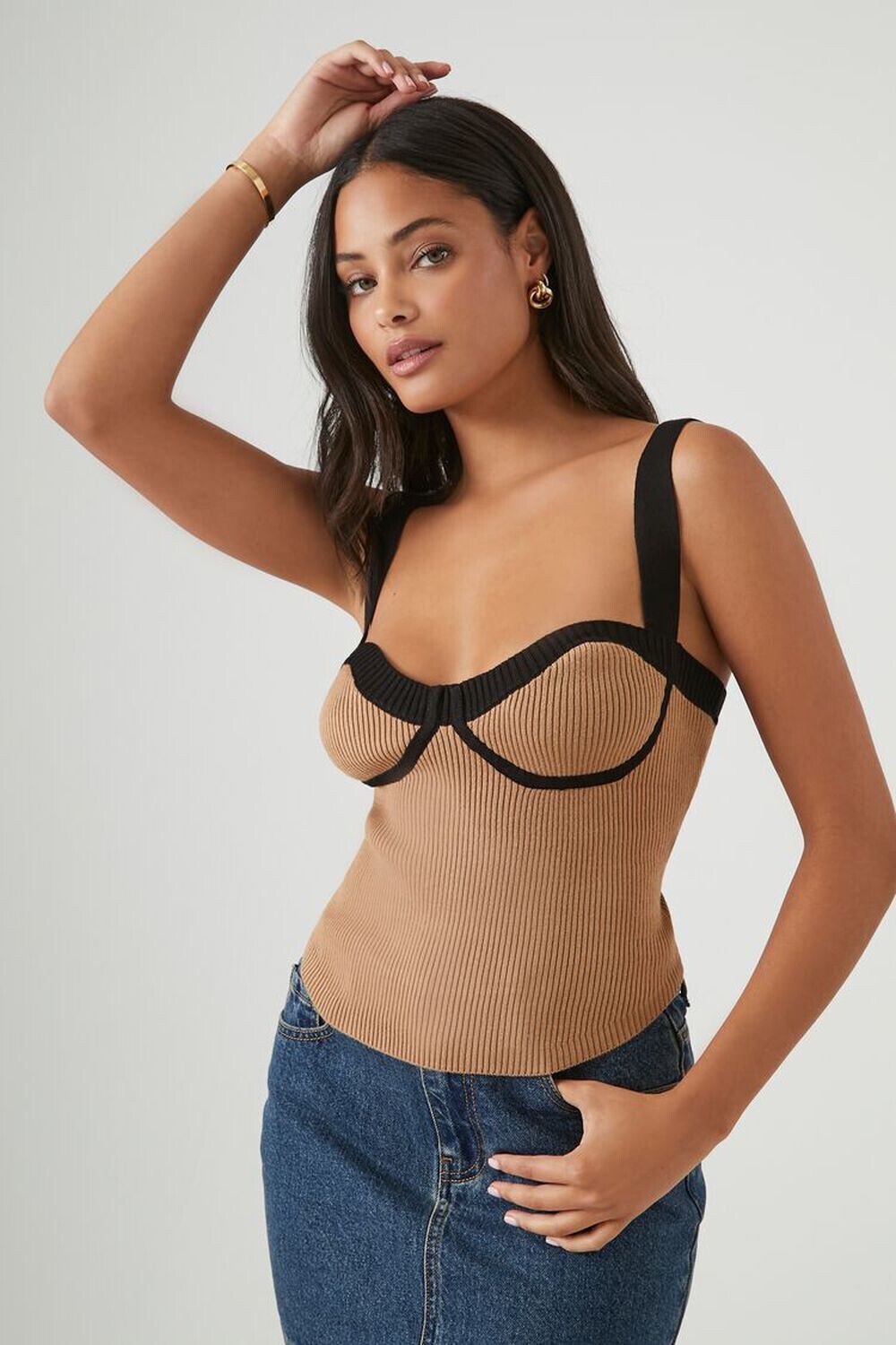 

Трикотажная майка-свитер в форме сердца Forever 21, кэмел