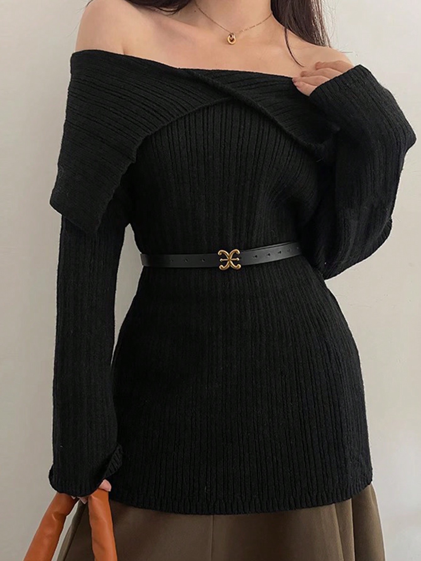 1 шт. женский модный ремень из искусственной кожи с металлической пряжкой; Декоративный пояс в стиле ретро для свитеров, черный