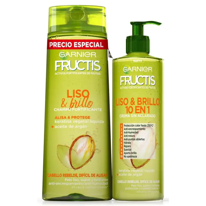 

Шампунь fructis liso y brillo champú y crema de peinado Garnier, количество 2 штук