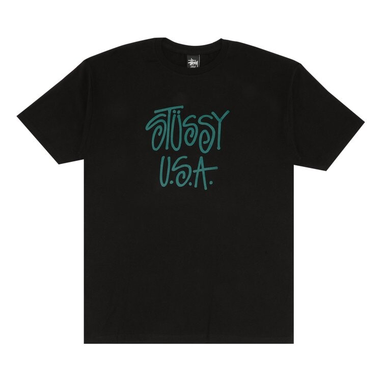 

Футболка Stussy USA 'Black/Teal', черный