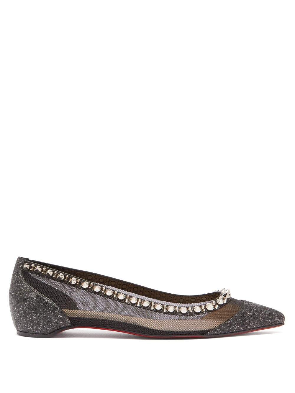 

Балетки galativi из кожи и сетки, украшенные шипами Christian Louboutin, черный