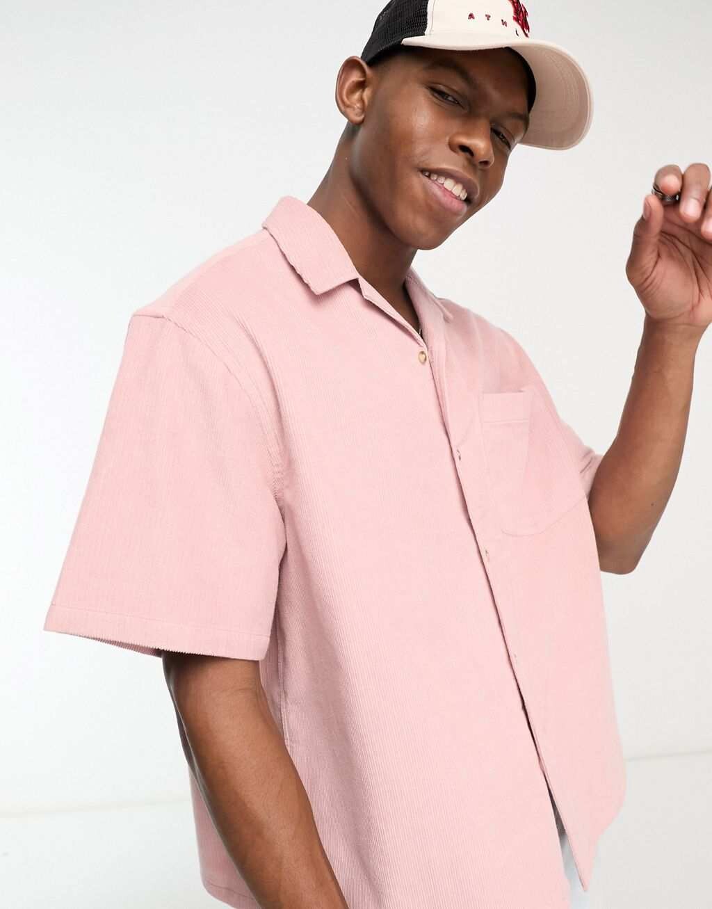 

Светло-розовая рубашка свободного кроя ASOS DESIGN