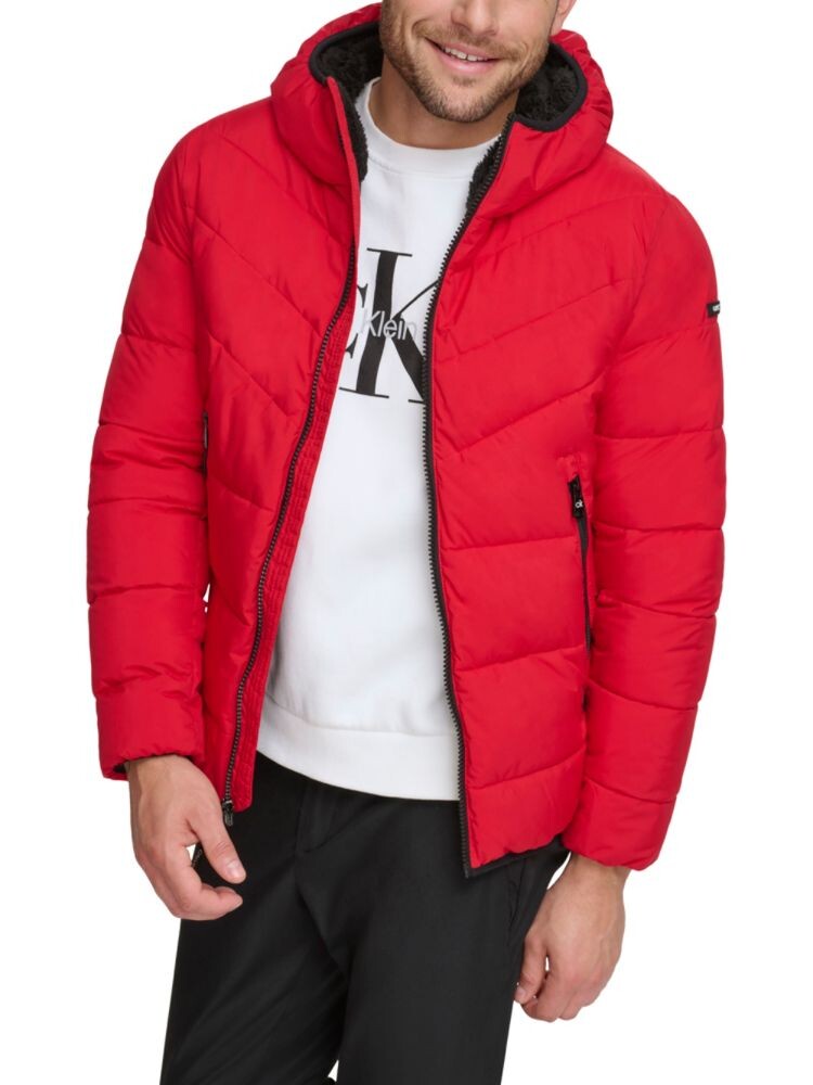 

Пуховик с капюшоном из искусственного меха Calvin Klein, цвет Deep Red