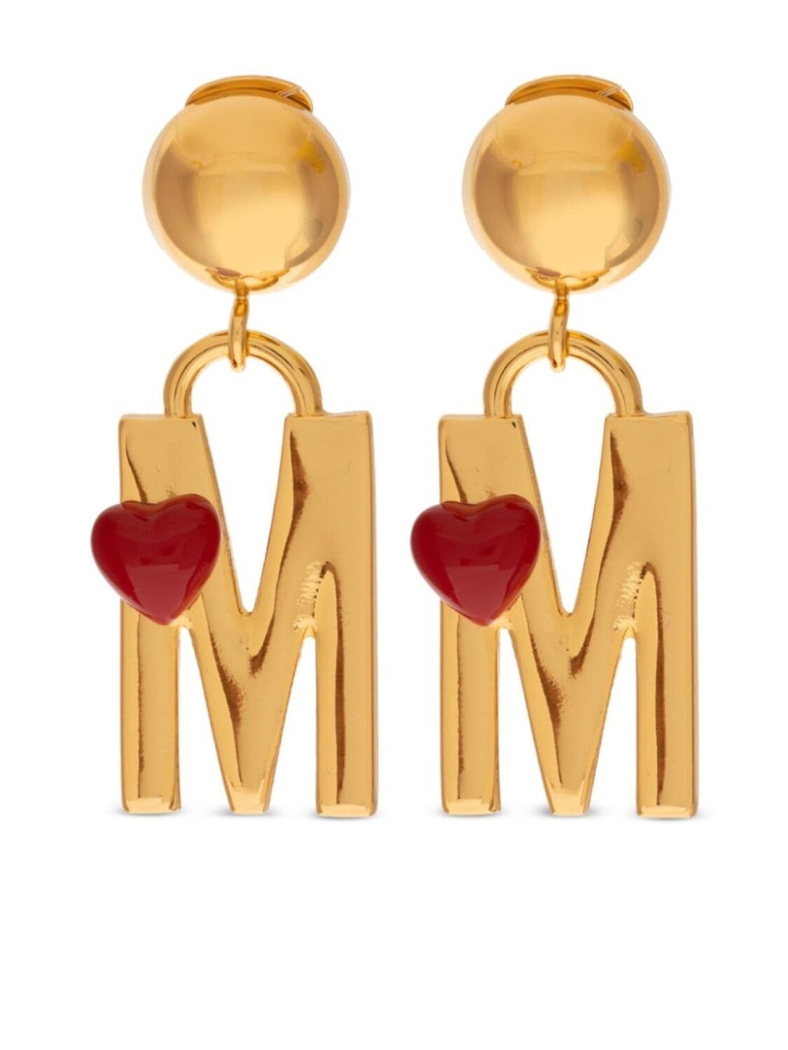 

Серьги-клипсы в форме буквы М Moschino, золотой