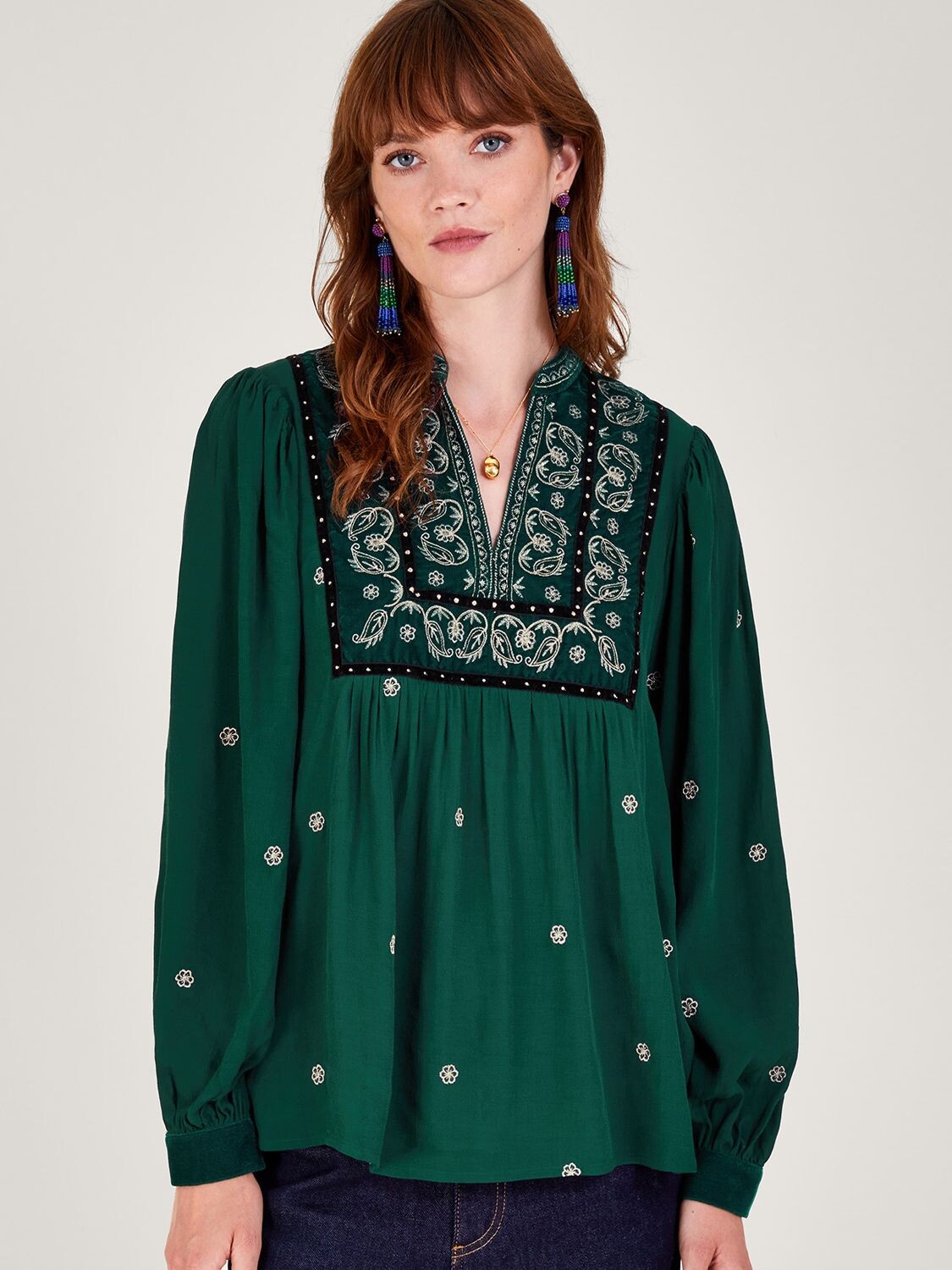 

Блузка Posie с пейсли Monsoon, зеленый
