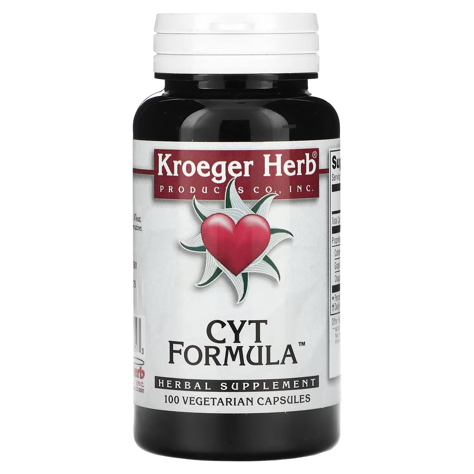 Растительная добавка Kroeger Herb Co CYT Formula, 100 капсул растительная добавка kroeger herb co liver formula 100 капсул