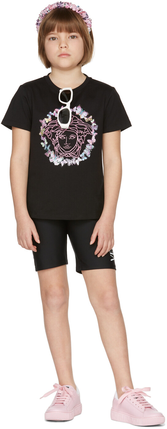 

Детская черная футболка Butterfly Medusa Черная Versace