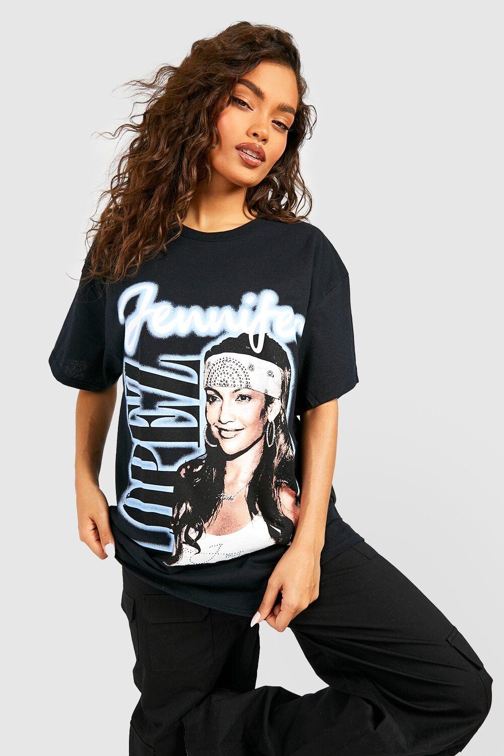 

Футболка оверсайз дженнифер лопес лицензия Boohoo, черный
