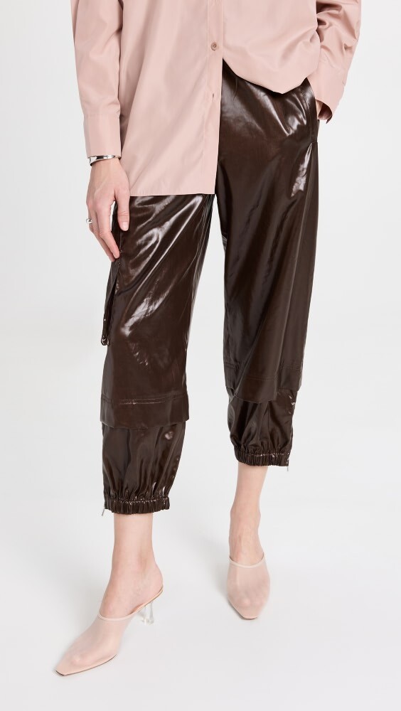 

Брюки Tibi Gleam Wilt Pull On Jogger, коричневый