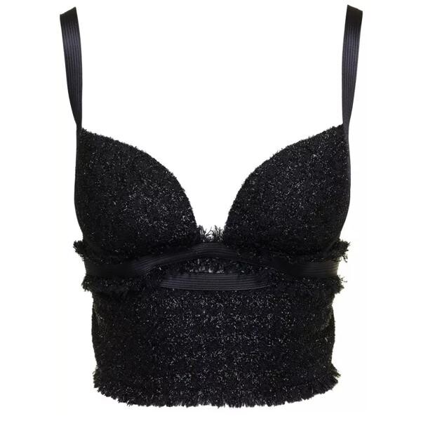 

Футболка lurex top with matching web detail in wool b Versace, черный