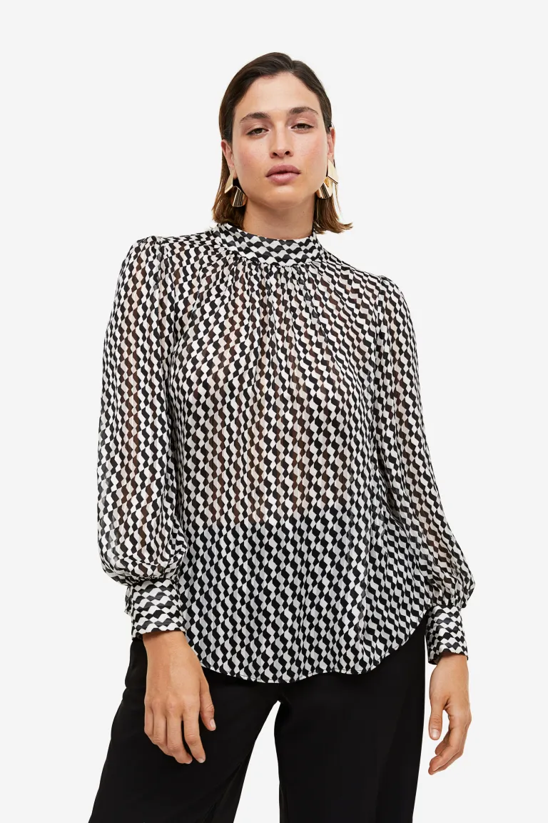 

Блузка с узором H&M, бежевый