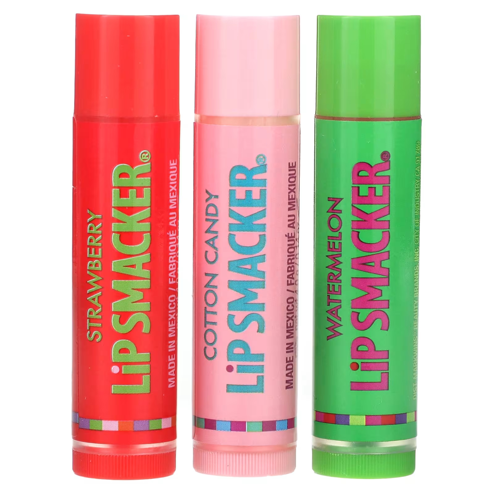 Бальзам для губ Lip Smacker Original & Best Flavors клубника, сахарная вата, арбуз