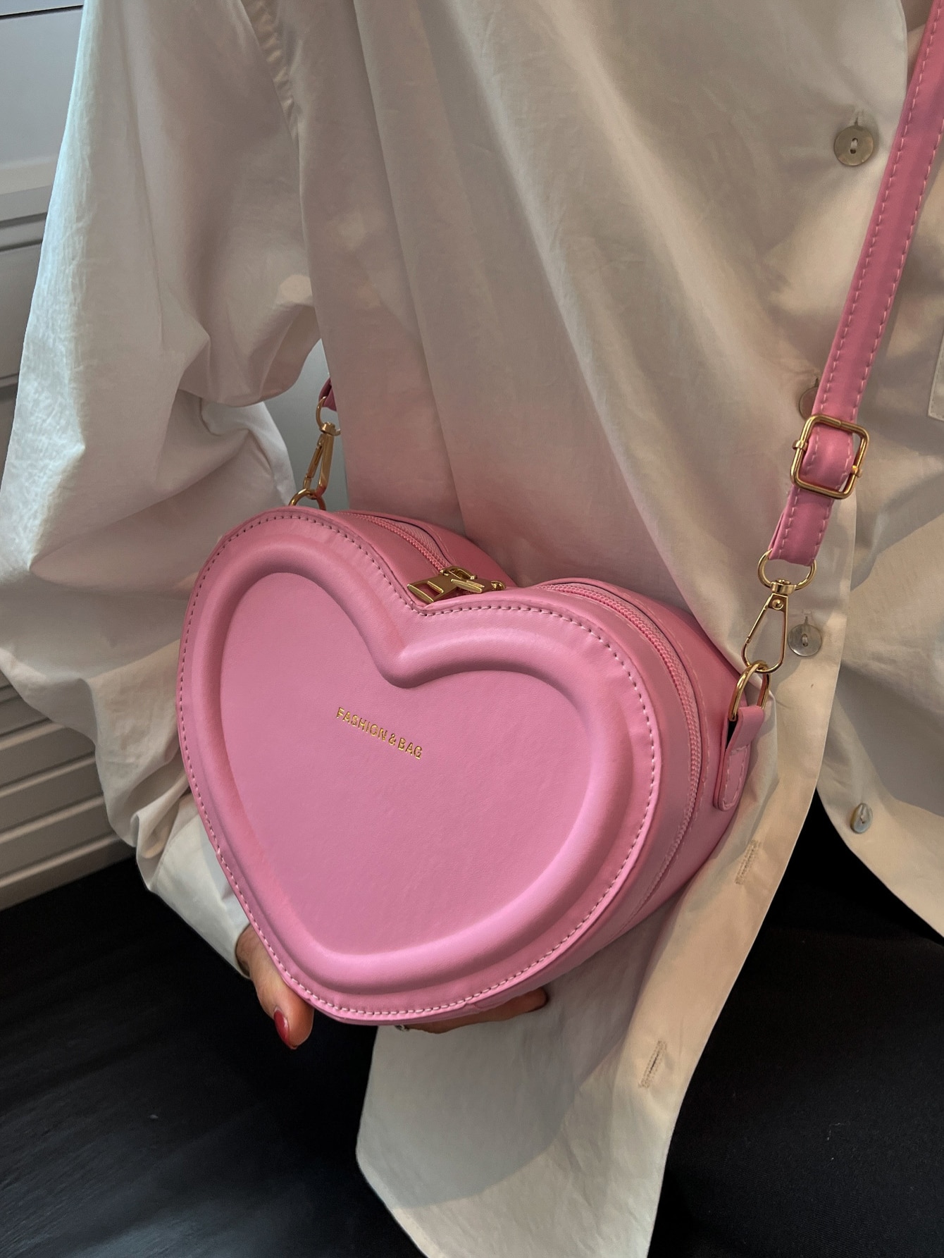 Мини-новинка Сумка с буквенным принтом Графический дизайн в форме сердца PU Модный, розовый сумка кроссбоди мужская текстильная корейская диагональная 2021
