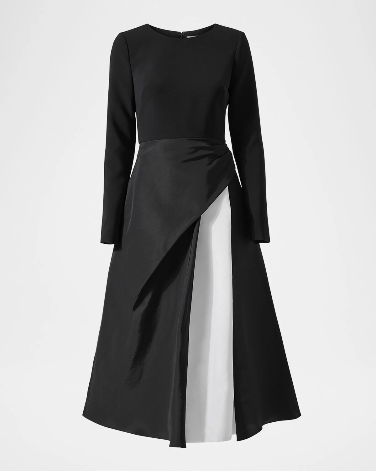

Многослойное платье миди с рукавами-браслетами Carolina Herrera, черно-белый