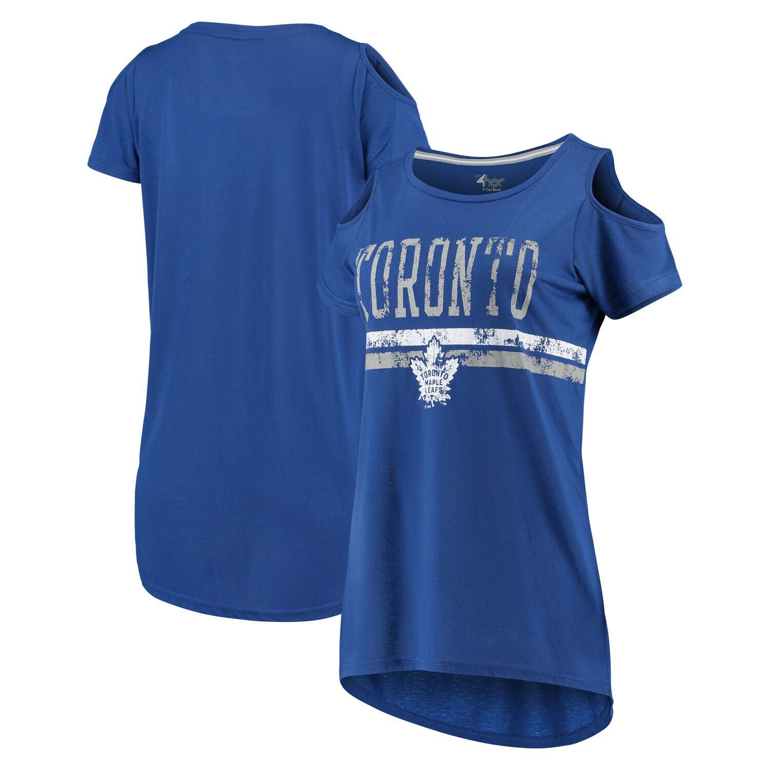 

Женская футболка G-III 4Her by Carl Banks Blue Toronto Maple Leafs Clear The Bases с круглым вырезом G-III