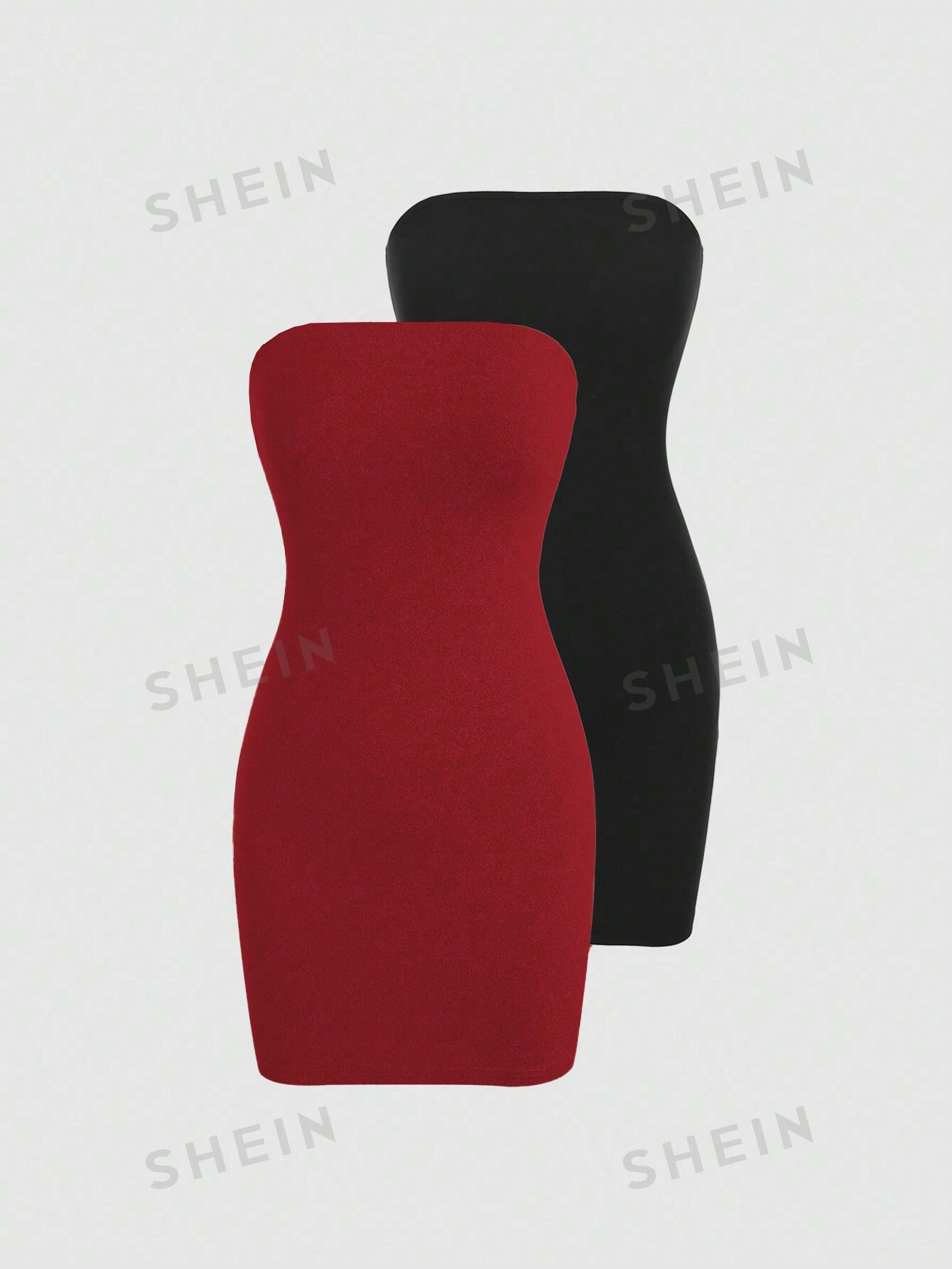 облегающее платье футляр в рубчик gianni bini racer бежевый Однотонное женское платье миди без бретелек, красный