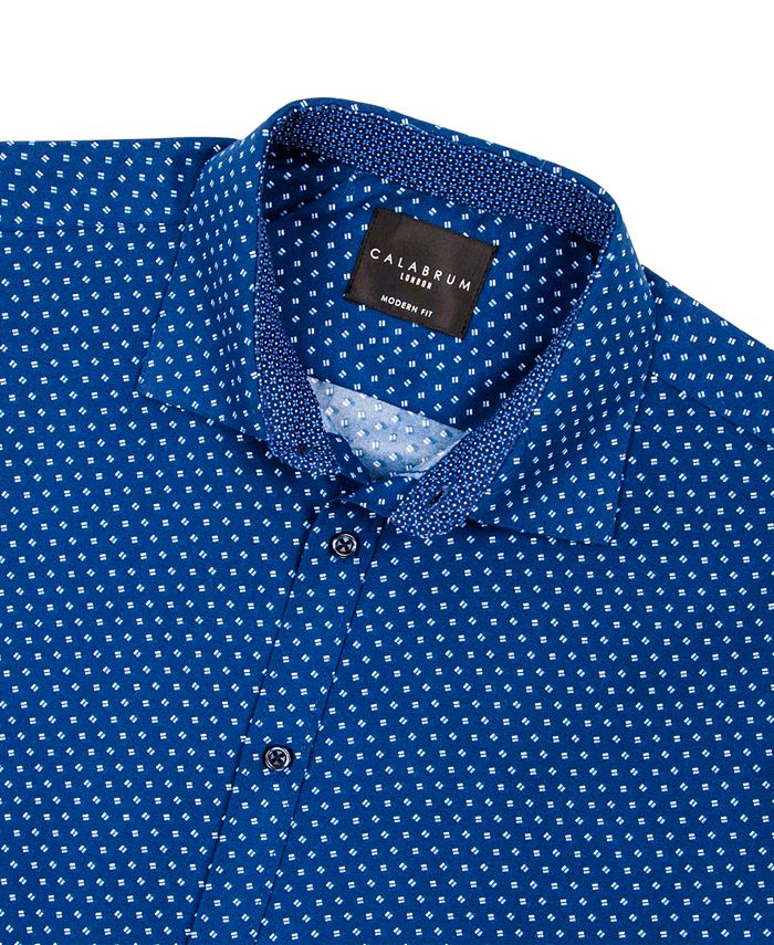 Мужская классическая рубашка обычного кроя без морщин с принтом Calabrum, синий