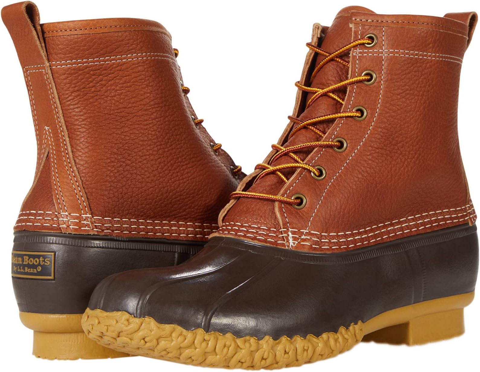Резиновые сапоги Bean Boot 8 Tumbled Leather Primaloft Shearling Lined L.L.Bean, цвет Tan/Bean Boot Brown/Gum