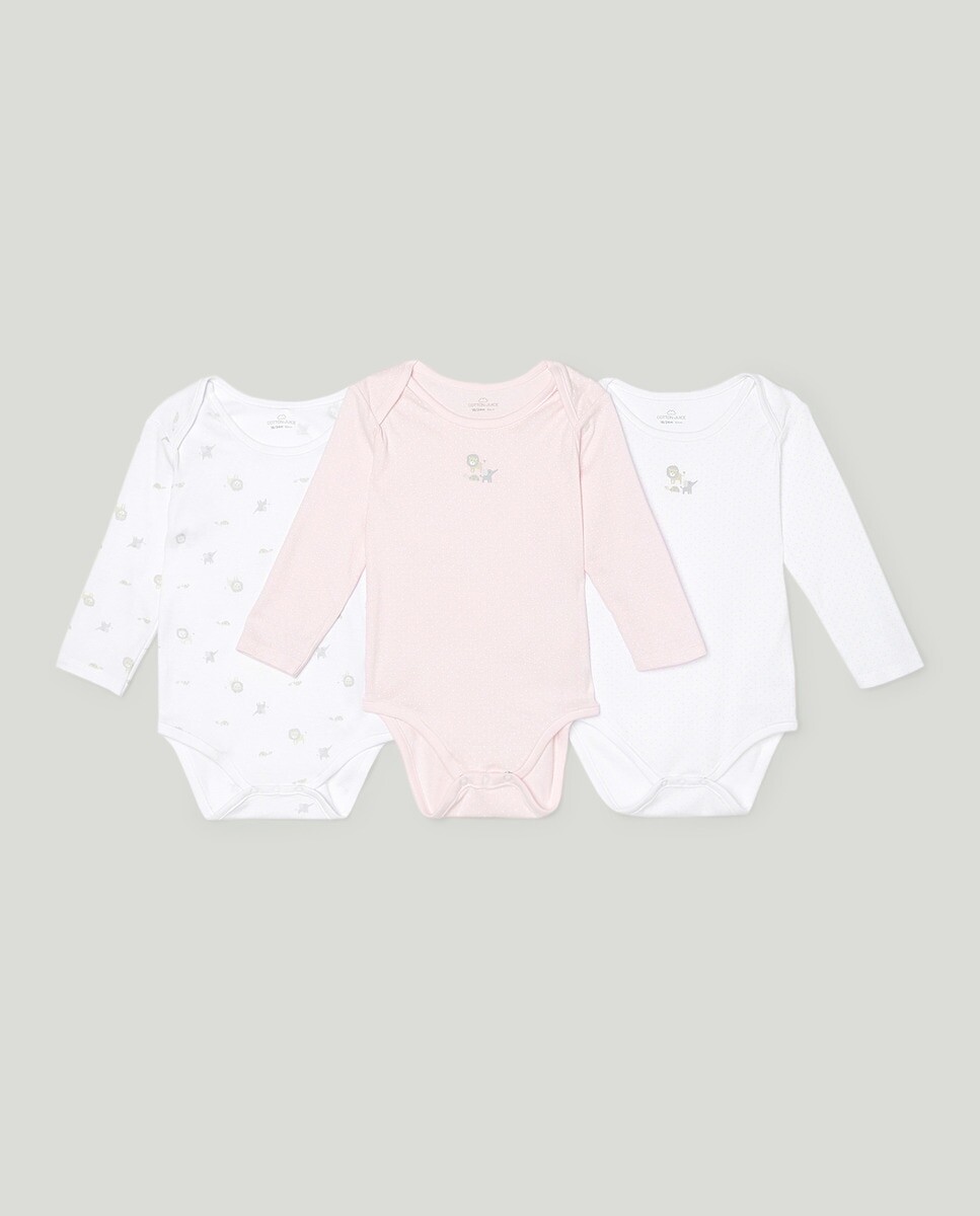 

Комплект из трех боди с длинными рукавами. Cotton Juice, разноцветные