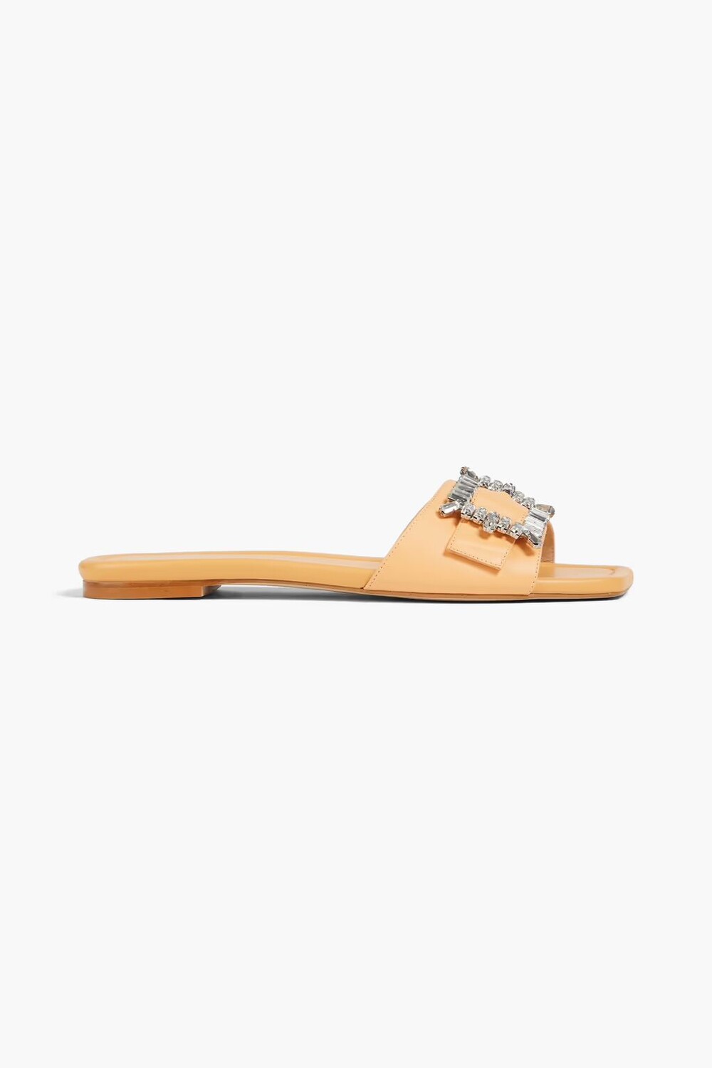 

Кожаные шлепанцы с декорированными пряжками Stuart Weitzman, пастельно-оранжевый