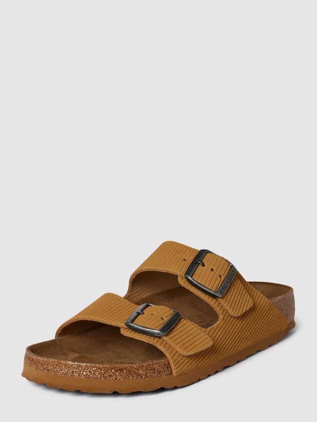 

Шлепанцы из натуральной кожи под вельвет, модель «Вельвет» Birkenstock, светло-коричневый
