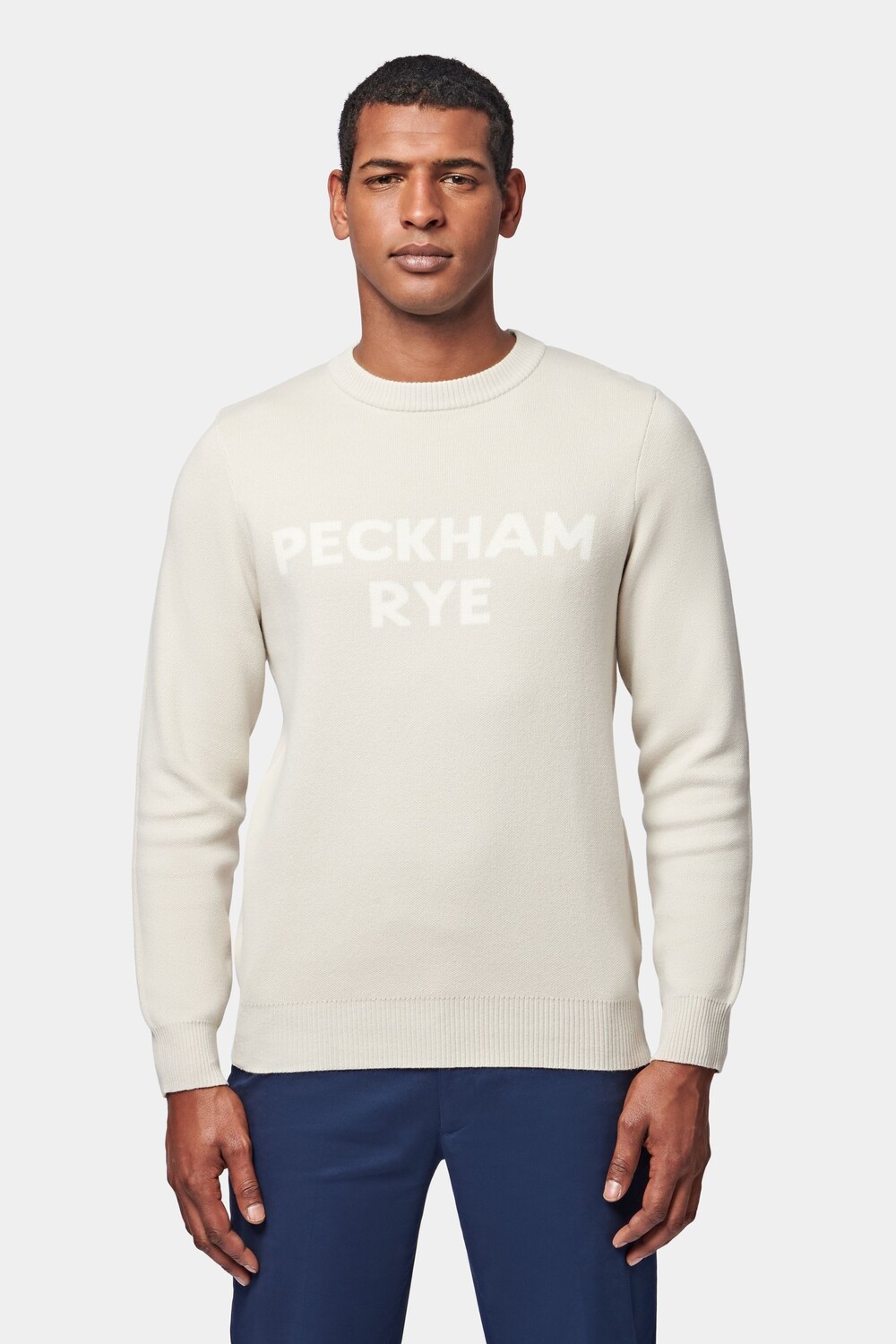

Свитер с круглым вырезом из вязаной интарсии Peckham Rye, серый