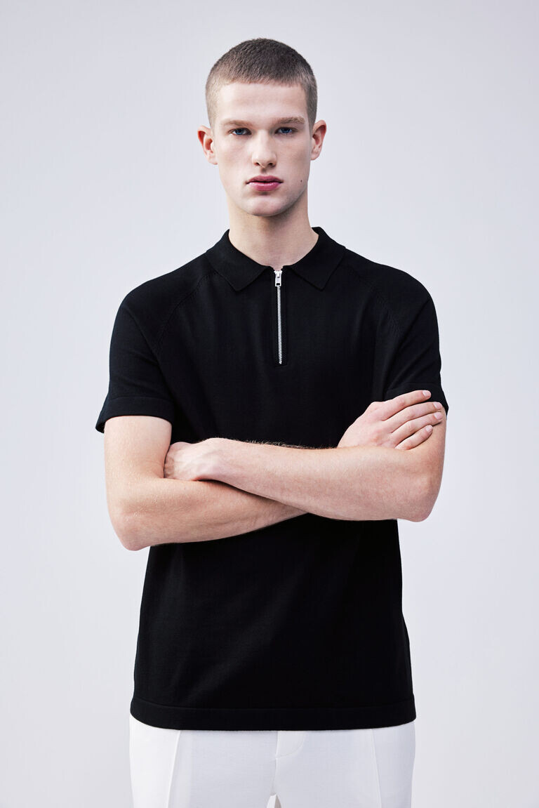 

Рубашка-поло muscle fit H&M, черный