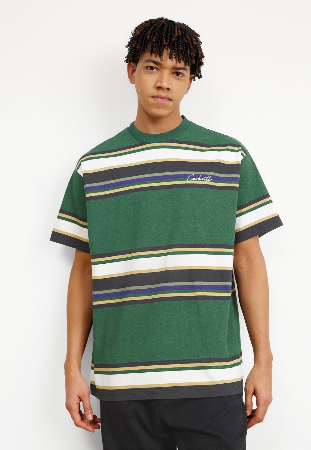 

Футболка с принтом Morcom Carhartt WIP, цвет morcom stripe/chervil heavy stone wash