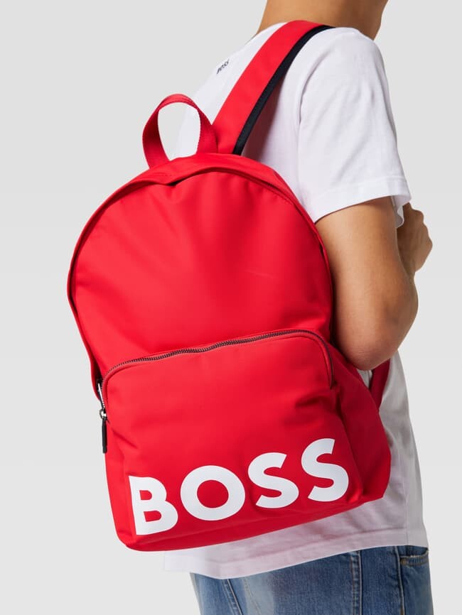 

Рюкзак с принтом этикетки BOSS, красный