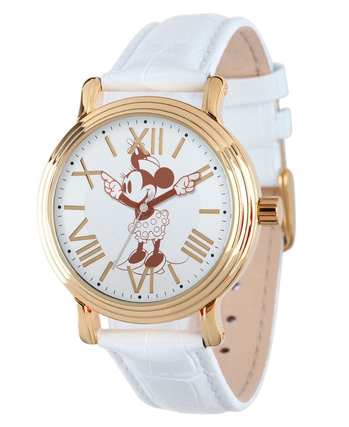 

Женские блестящие золотые винтажные часы из сплава Disney Minnie Mouse ewatchfactory, белый