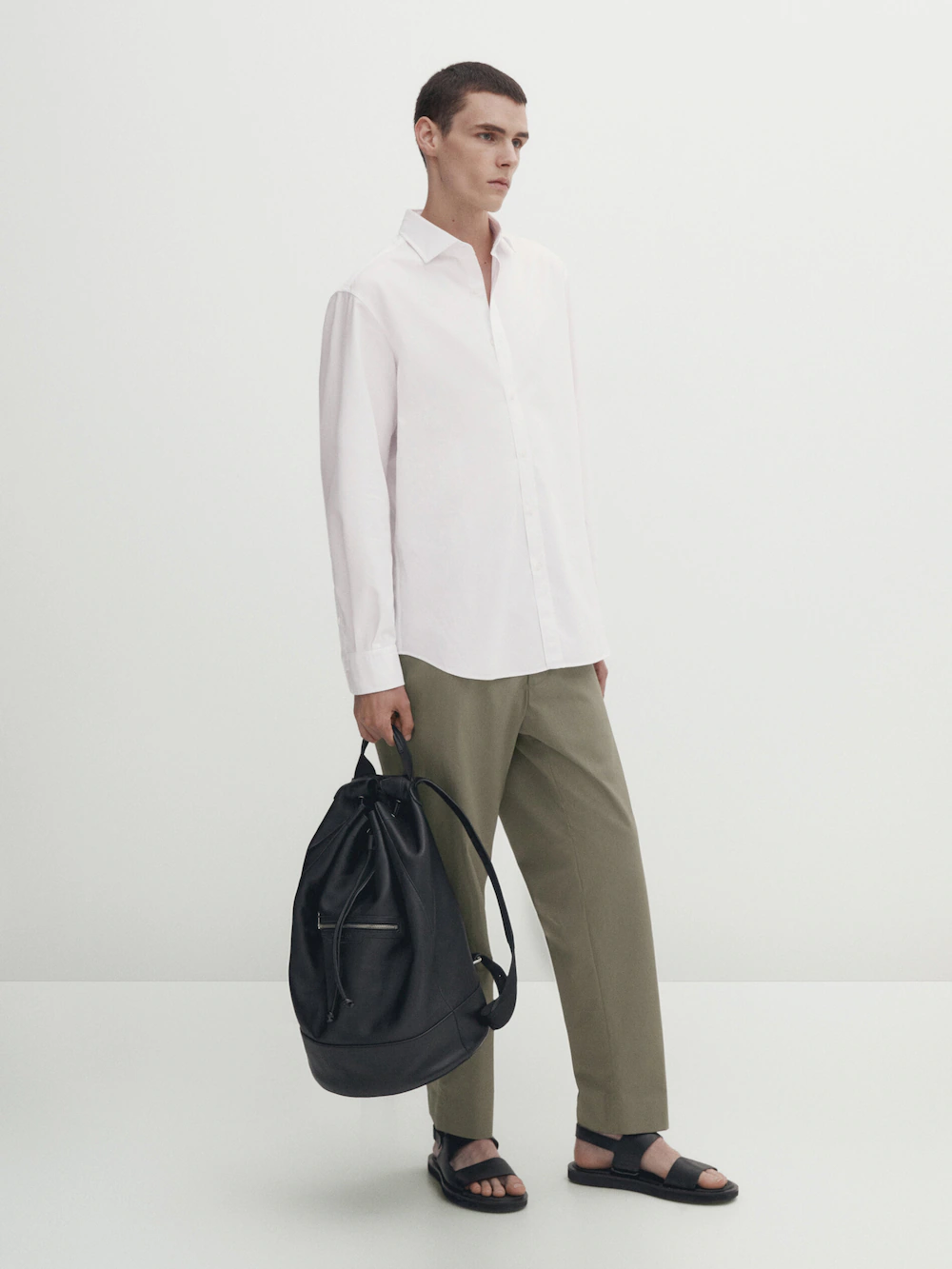 

Рубашка из хлопка высокой плотности Massimo Dutti, белый
