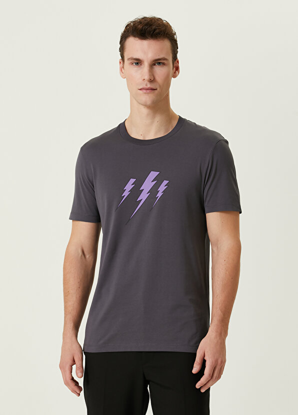 цена Темно-серая футболка с логотипом Neil Barrett