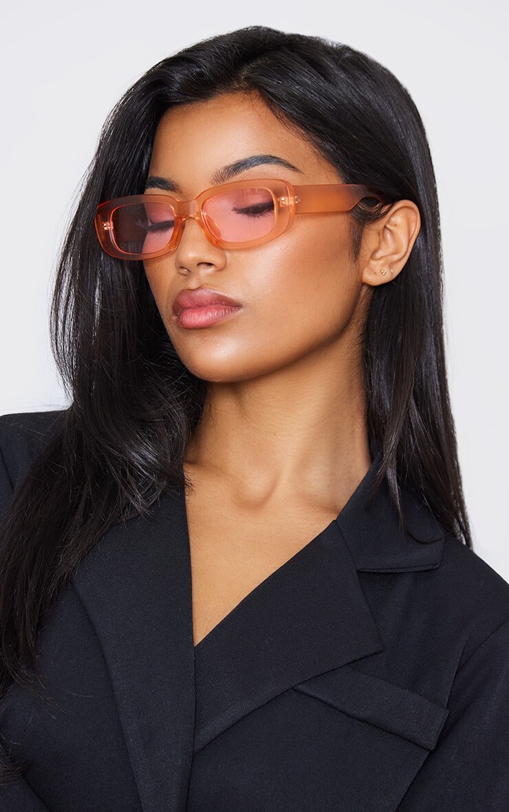 

PrettyLittleThing Персиковые матовые изогнутые прямоугольные солнцезащитные очки