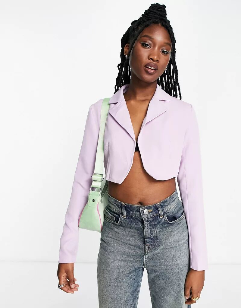 Фиолетовый укороченный пиджак Rebellious Fashion, однотонный