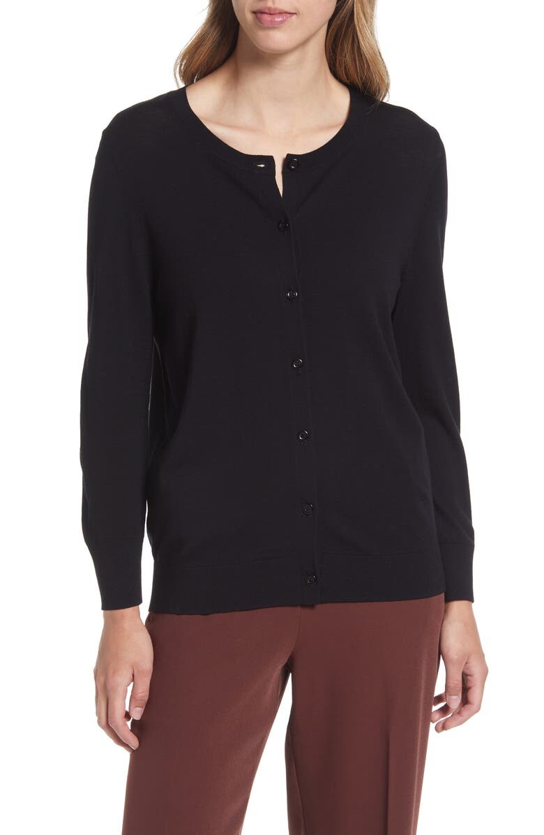 

Кардиган с круглым вырезом NORDSTROM, черный