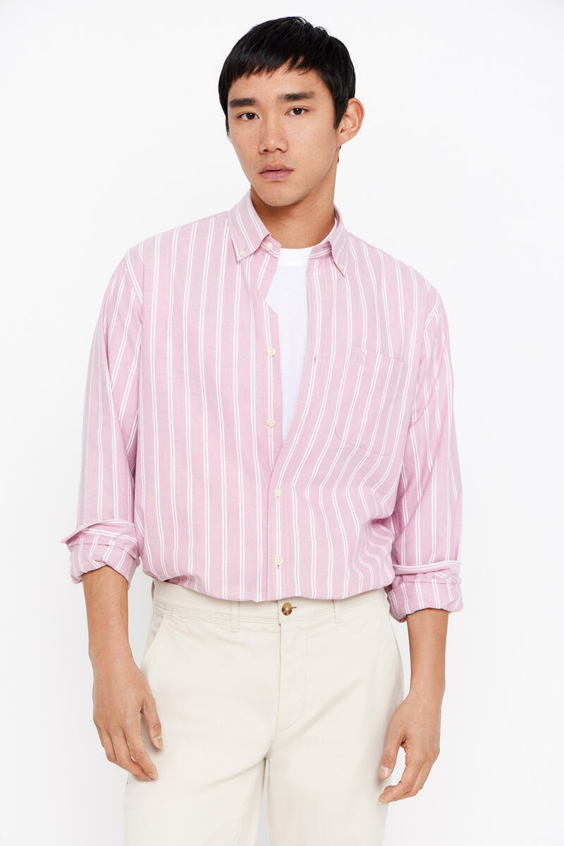 Полосатая оксфордская рубашка Cortefiel, розовый полосатая оксфордская рубашка springfield зеленый