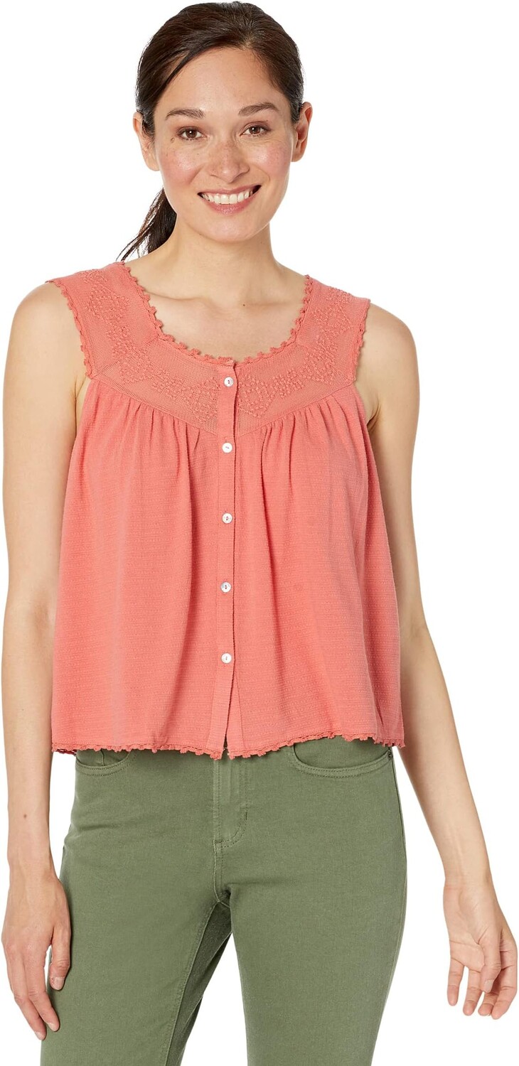 

Топ Lucky Brand Geo Embroidered Tank, цвет Spiced Coral