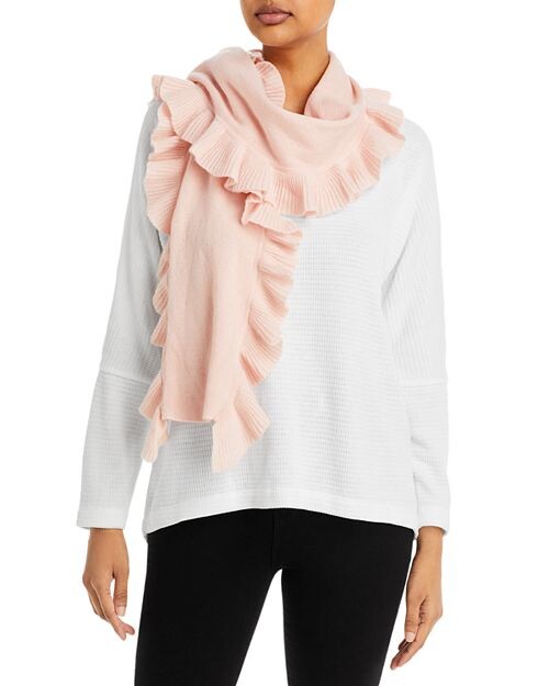 

Шарф с рюшами C by Bloomingdale's Cashmere, цвет Pink