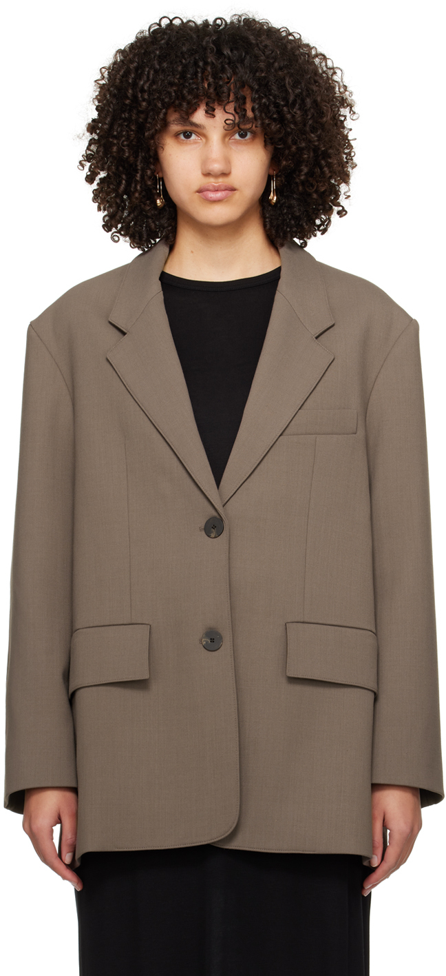 блейзер р 50 цвет коричневый Коричневый пиджак с зубчатыми лацканами Studio Nicholson