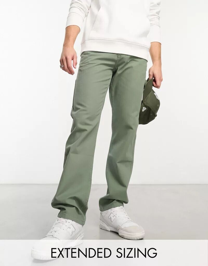 

Брюки прямого кроя цвета хаки ASOS