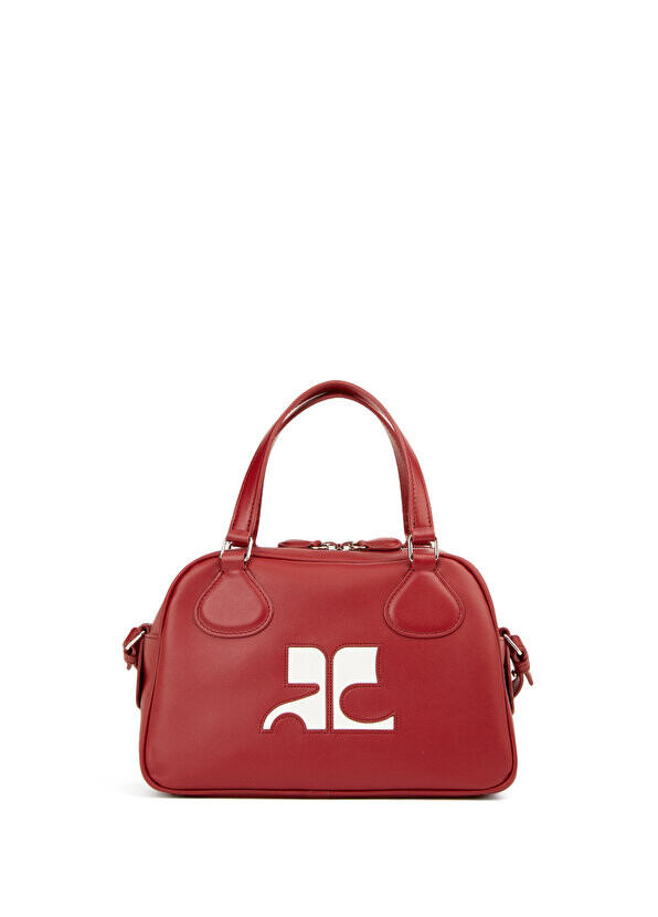 

Женская кожаная сумка с красным логотипом Courreges