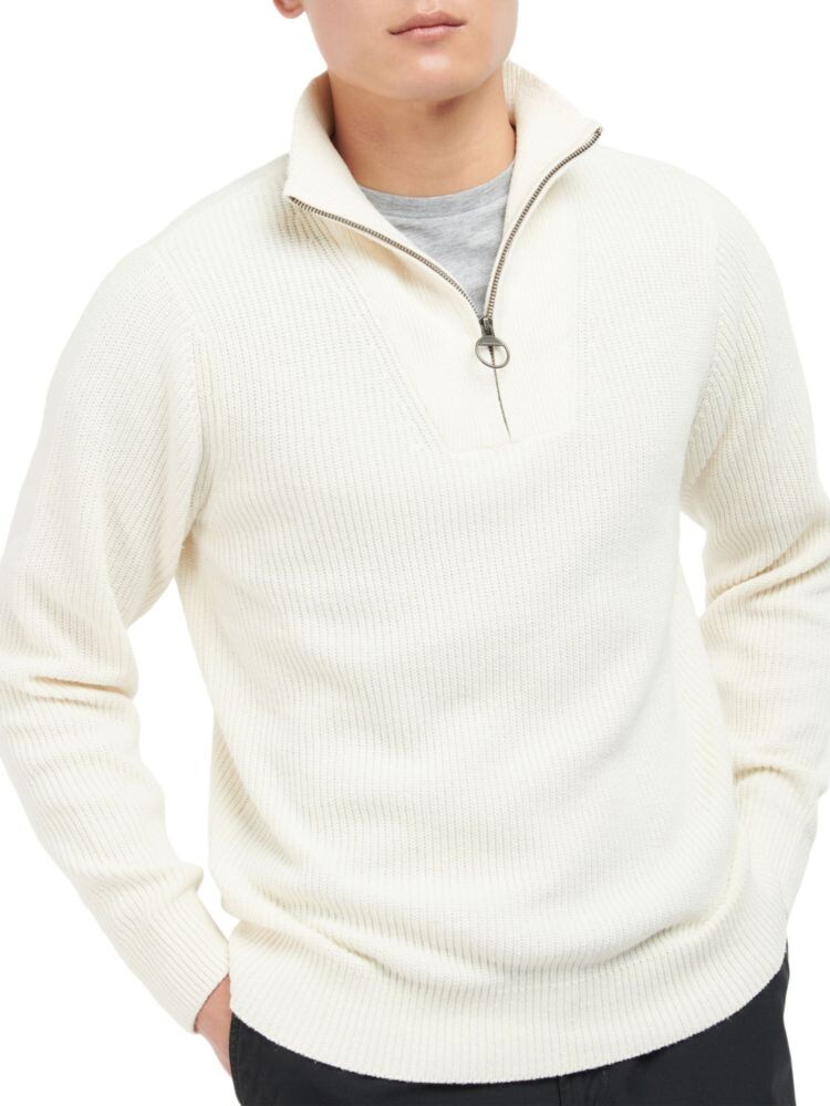 

Свитер Middlecliffe с четвертью молнией из смесовой шерсти Barbour, цвет Whisper White