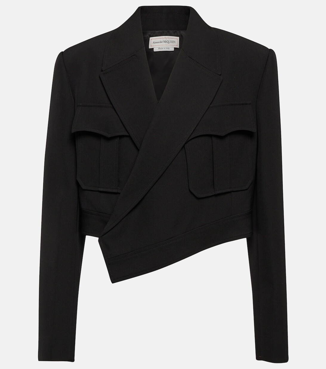 

Укороченная куртка из шерсти и хлопка ALEXANDER MCQUEEN, черный