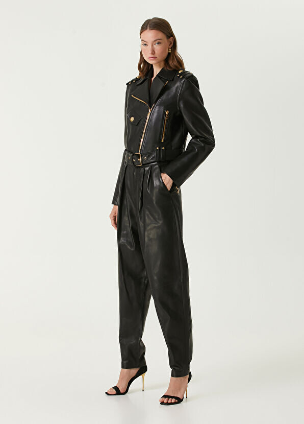 

Кожаные штаны Balmain, черный