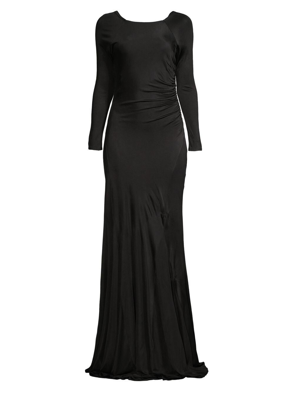 

Платье из креп-джерси с длинными рукавами и рюшами Donna Karan New York, черный