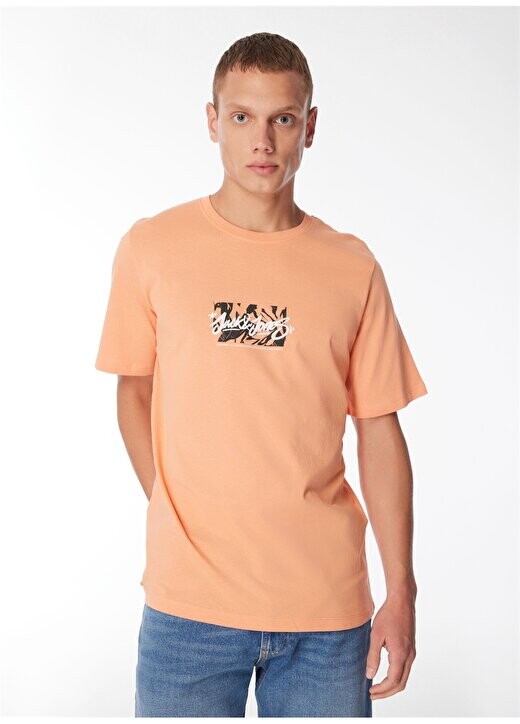 

Оранжевая мужская футболка с круглым вырезом JORSEQUOIA TEE SS CREW NECK 1 FST Jack & Jones, оранжевый