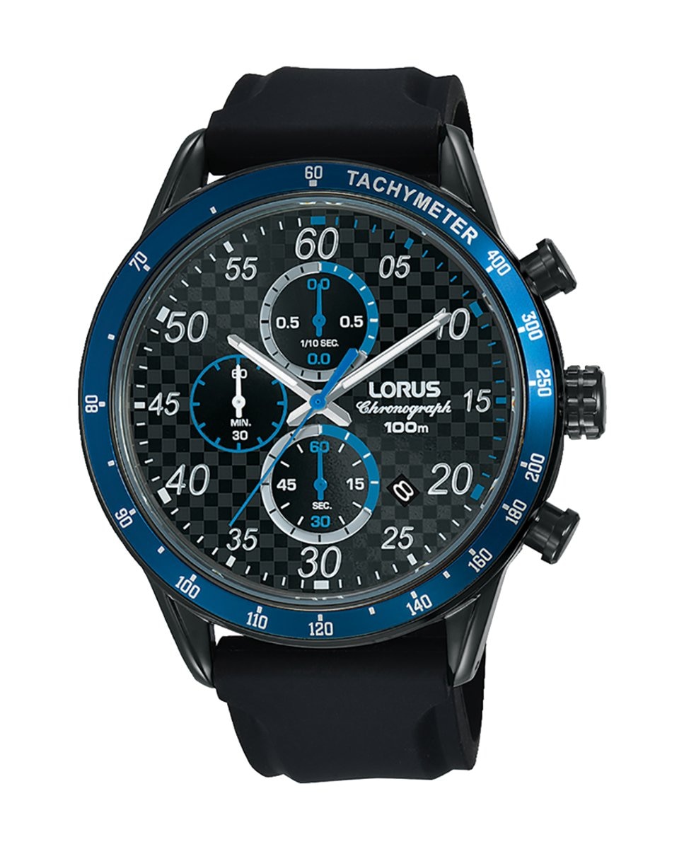 Спортивные мужские силиконовые часы RM337EX9 с черным ремешком Lorus, черный спортивные мужские силиконовые часы r2335px9 с серым ремешком lorus серый